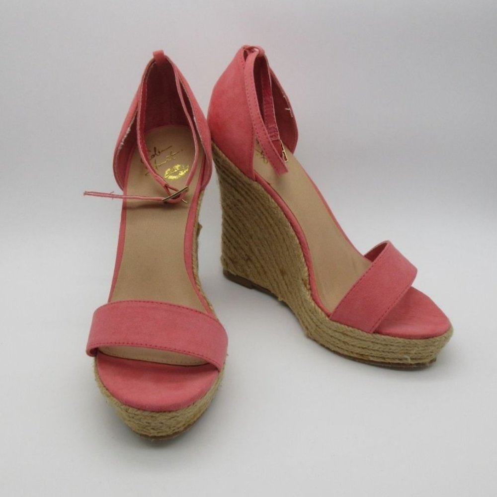 Colin Stuart pink jute‎ espadrille wedge heel sandals